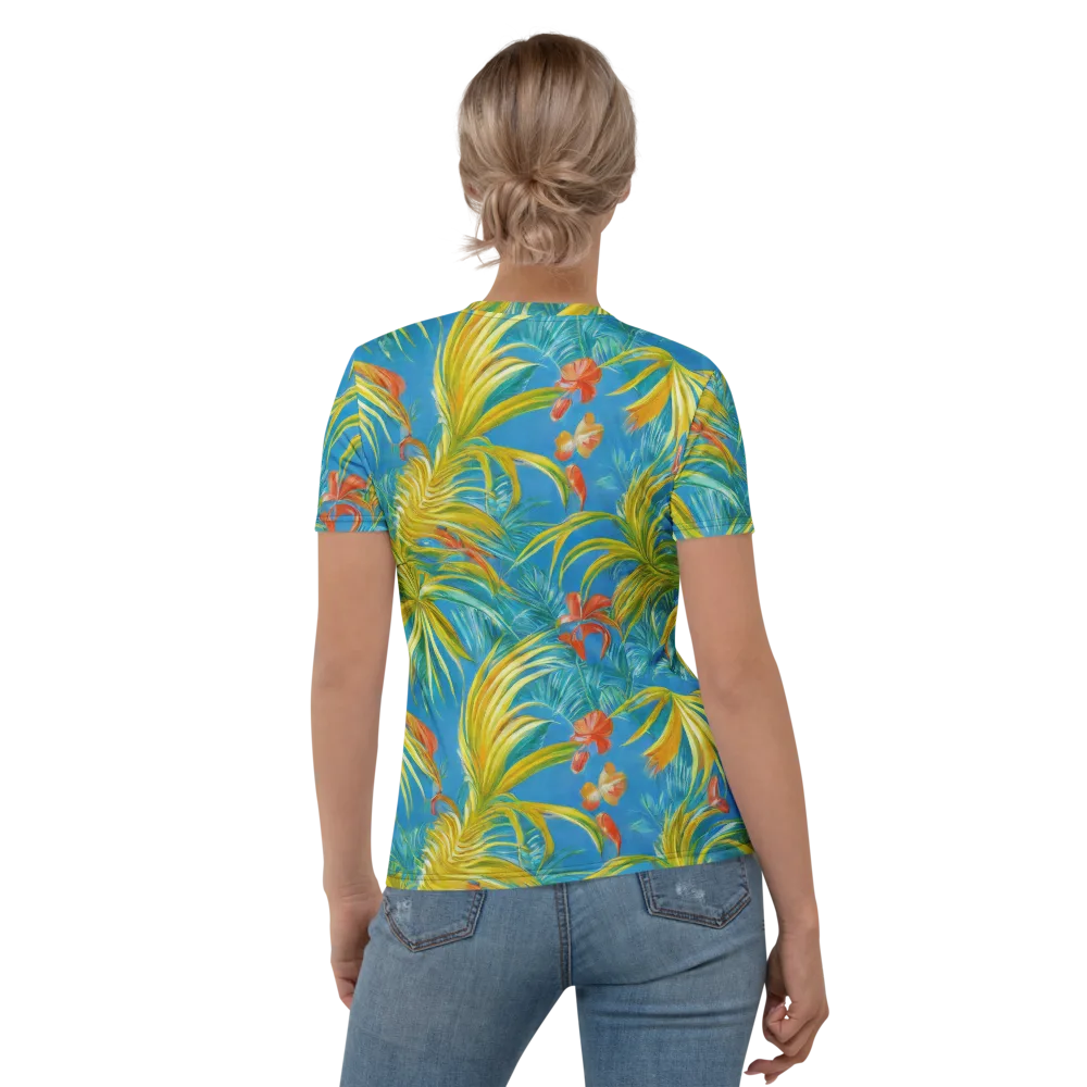 Azure Palm Reverie on Women's Crew Neck T-Shirt — Back