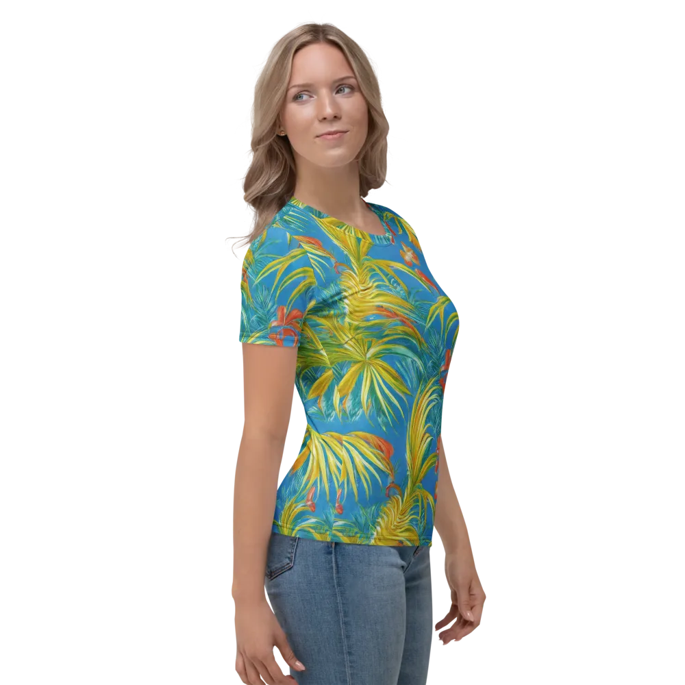 Azure Palm Reverie on Women's Crew Neck T-Shirt — Right