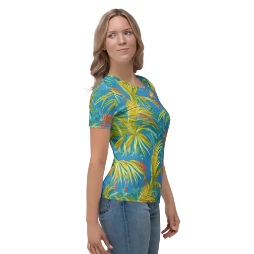 Azure Palm Reverie on a Women's Crew Neck T-Shirt