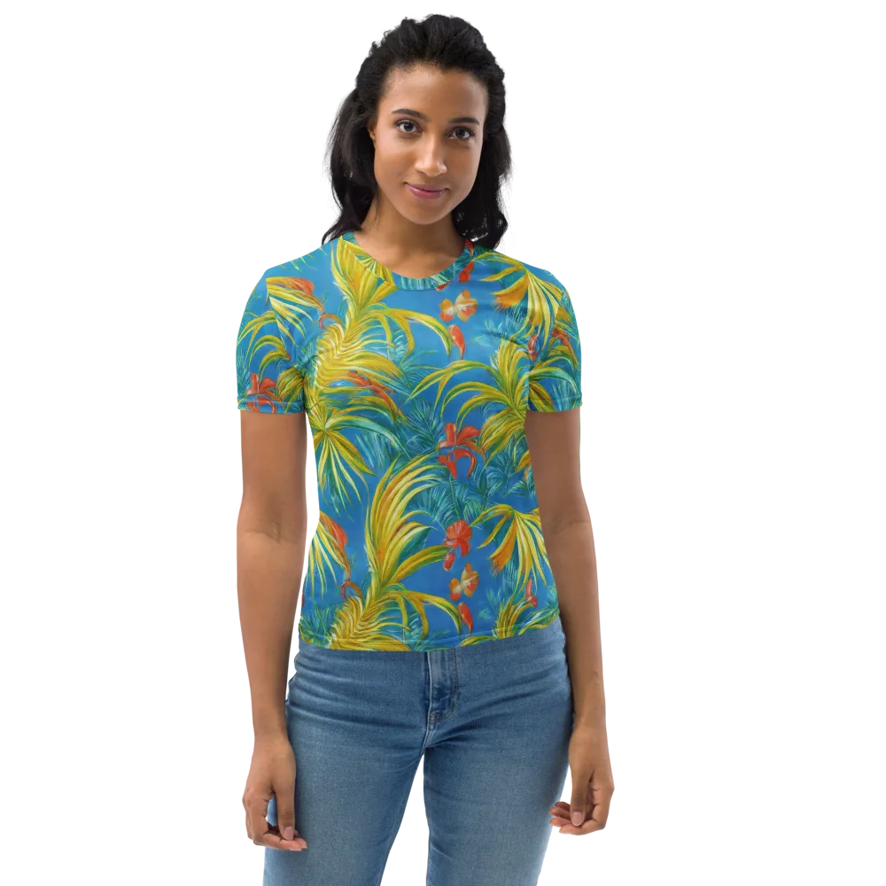 Azure Palm Reverie on Women's Crew Neck T-Shirt — Front