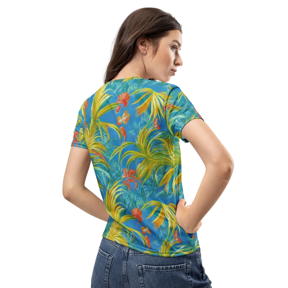 Azure Palm Reverie on Women's Crew Neck T-Shirt — Back