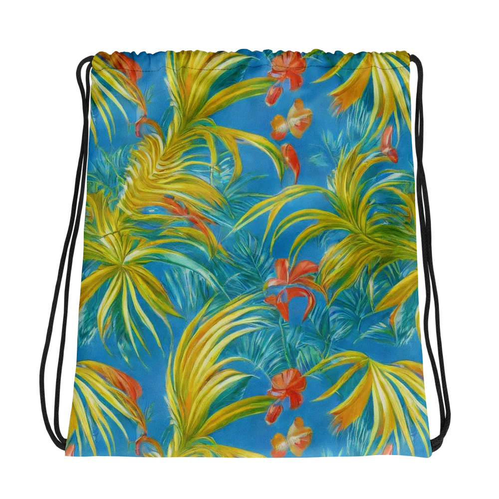 Azure Palm Reverie on Drawstring Bag — Photo
