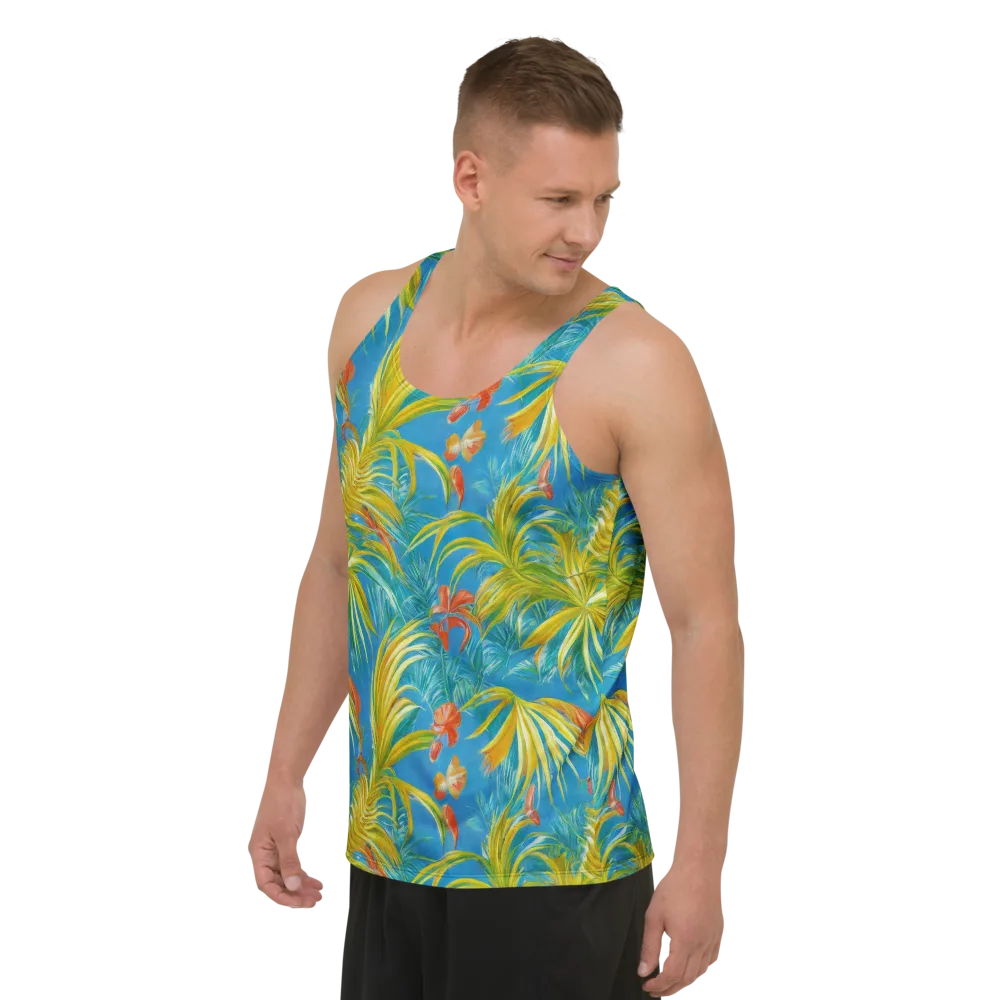 Azure Palm Reverie on Men's Tank Top — Left Front