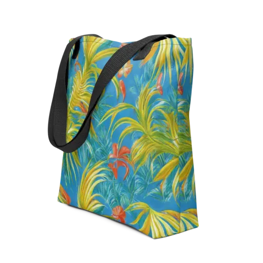 Azure Palm Reverie on a Tote Bag