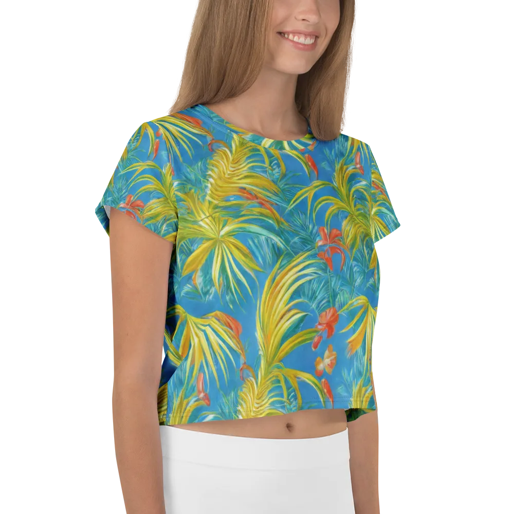 Azure Palm Reverie on Crop Tee — Right