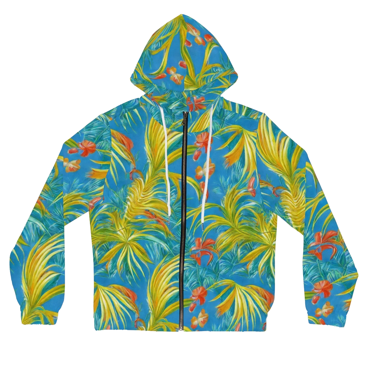 Azure Palm Reverie on Women's Full-Zip Hoodie — Front