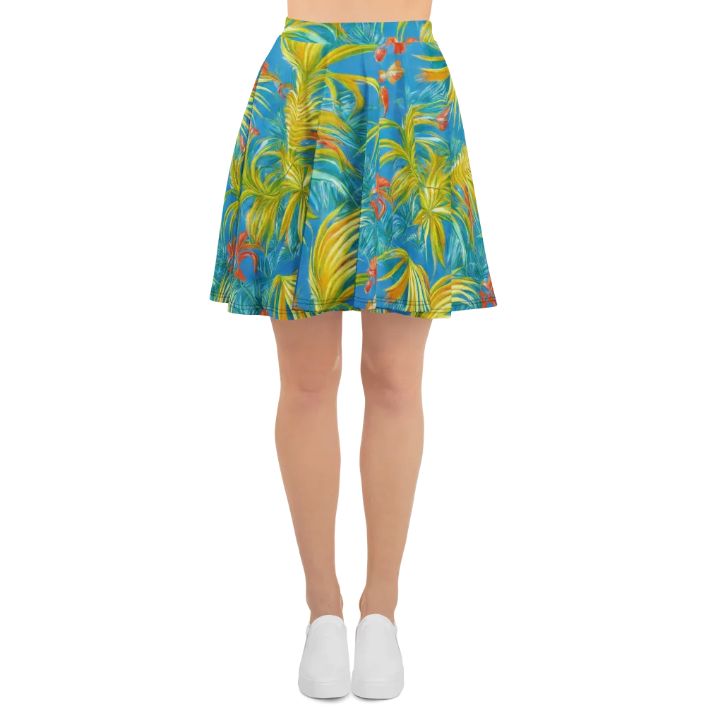 Azure Palm Reverie on Skater Skirt — Front