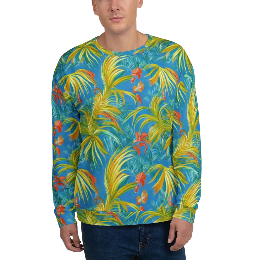 Azure Palm Reverie on Sweatshirt — Front