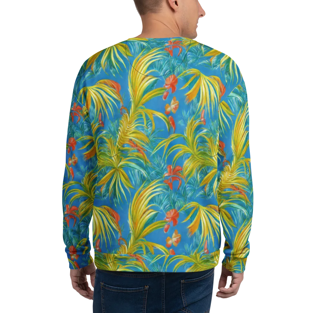 Azure Palm Reverie on Sweatshirt — Back