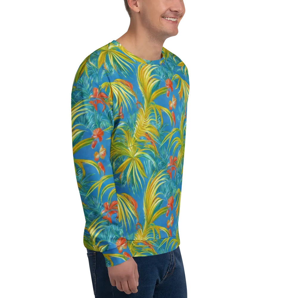 Azure Palm Reverie on Sweatshirt — Right Front