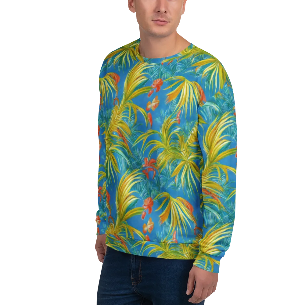 Azure Palm Reverie on Sweatshirt — Left Front