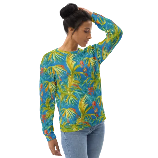 Azure Palm Reverie on a Sweatshirt