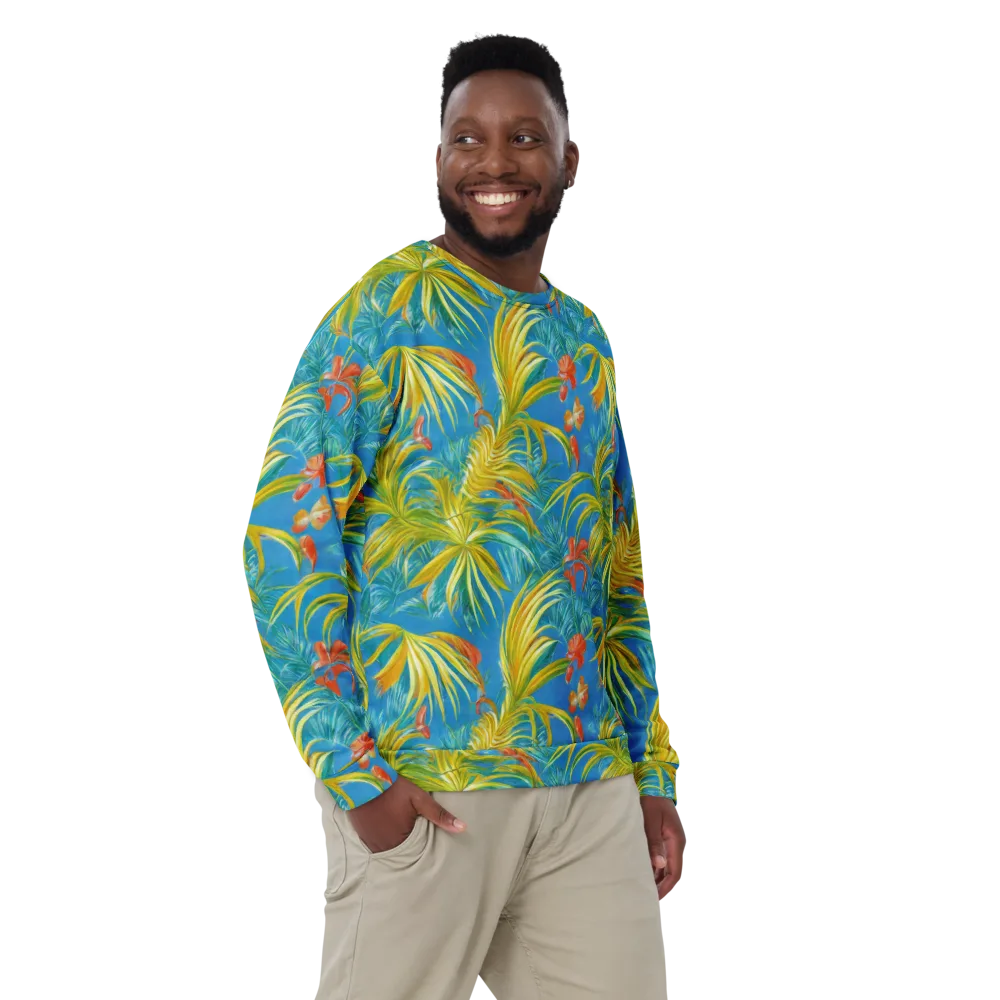 Azure Palm Reverie on Sweatshirt — Front