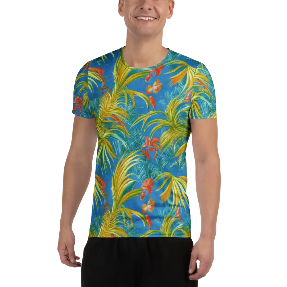 Azure Palm Reverie on Men's Athletic T-Shirt — Front