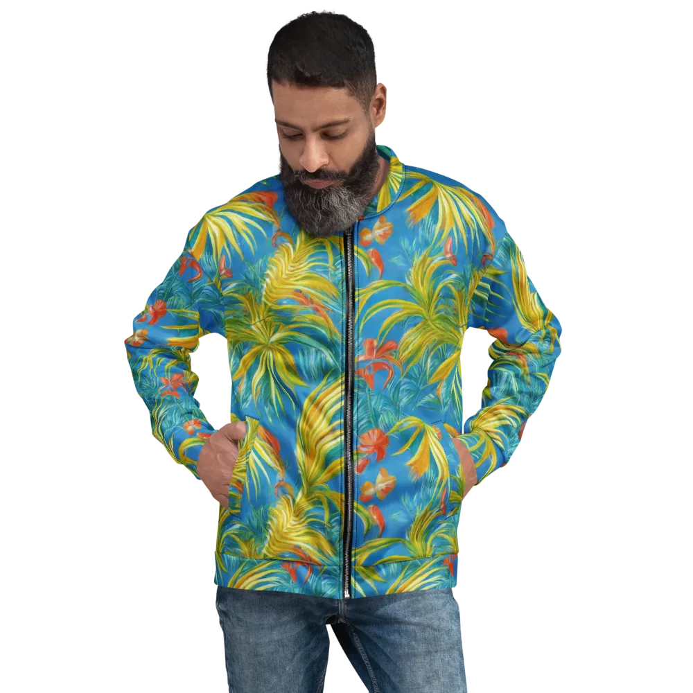 Azure Palm Reverie on Bomber Jacket — Front