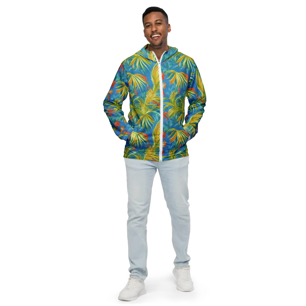 Azure Palm Reverie on Men's Windbreaker — Front