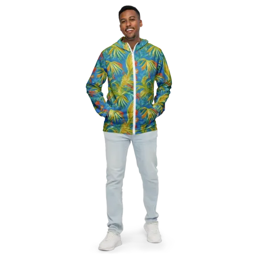 Azure Palm Reverie on a Men's Windbreaker
