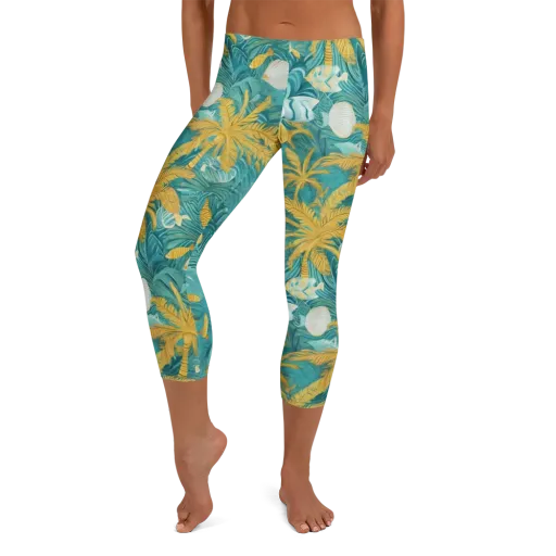 Golden Lagoon on a Capri Leggings