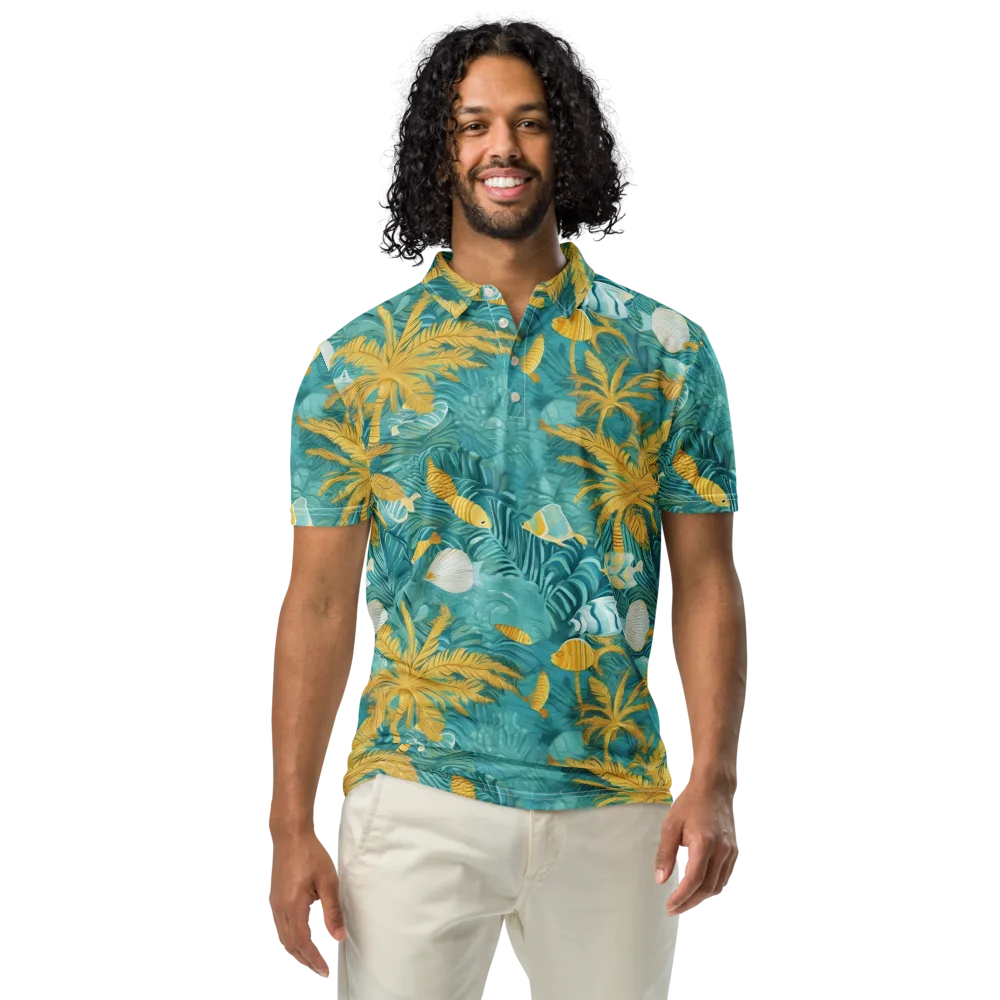 Golden Lagoon on Men's Slim Fit Polo Shirt — Front