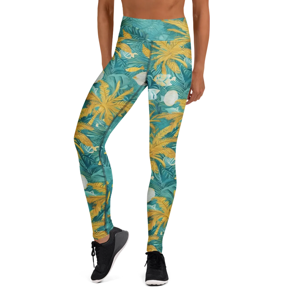 Golden Lagoon on Yoga Leggings — Front