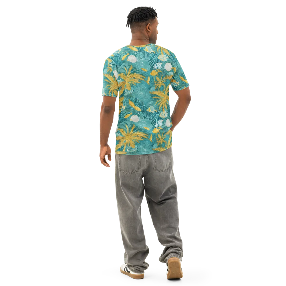 Golden Lagoon on Men's Cotton Crew Neck T-Shirt — Back