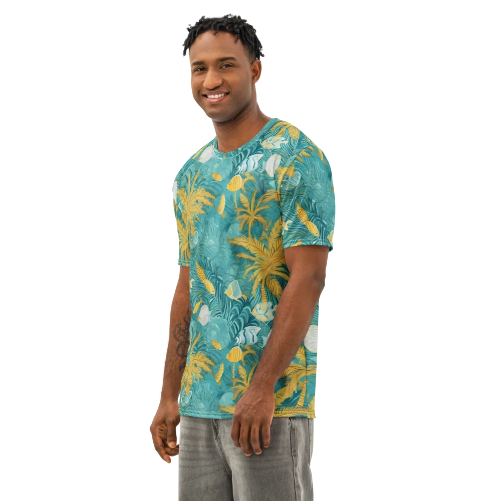 Golden Lagoon on Men's Cotton Crew Neck T-Shirt — Left Front