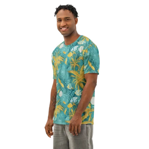 Golden Lagoon on a Men's Cotton Crew Neck T-Shirt