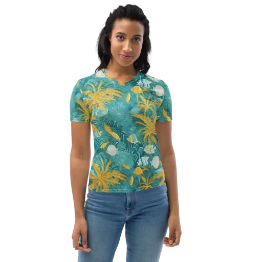 Golden Lagoon on a Women's Crew Neck T-Shirt
