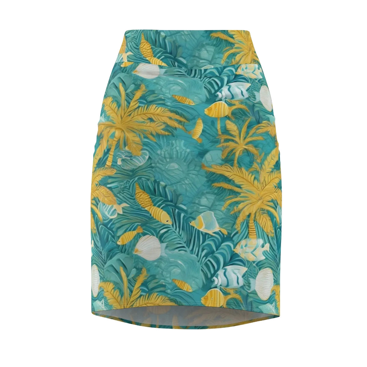 Golden Lagoon on Pencil Skirt — Front