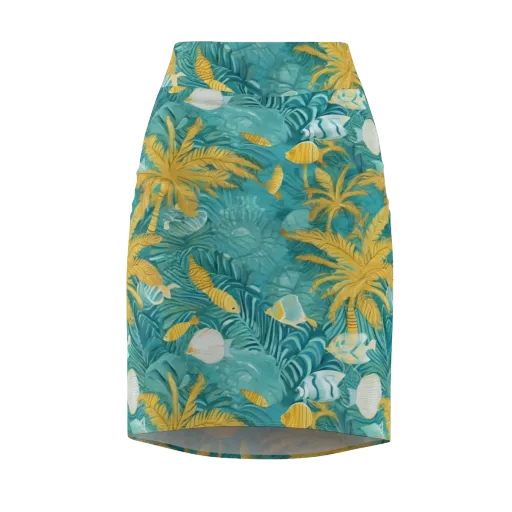 Golden Lagoon on a Pencil Skirt