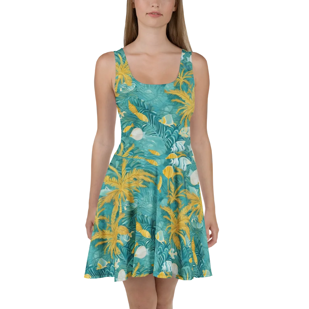 Golden Lagoon on Skater Dress — Front