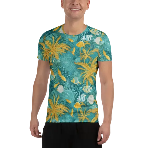 Golden Lagoon on a Men's Athletic T-Shirt