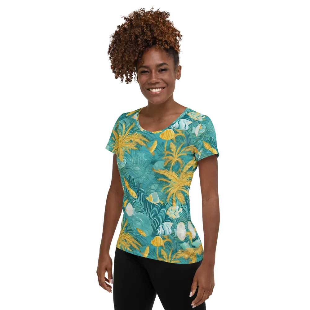 Golden Lagoon on Women's Athletic T-Shirt — Left