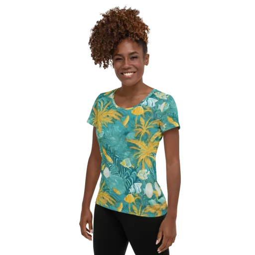 Golden Lagoon on a Women's Athletic T-Shirt
