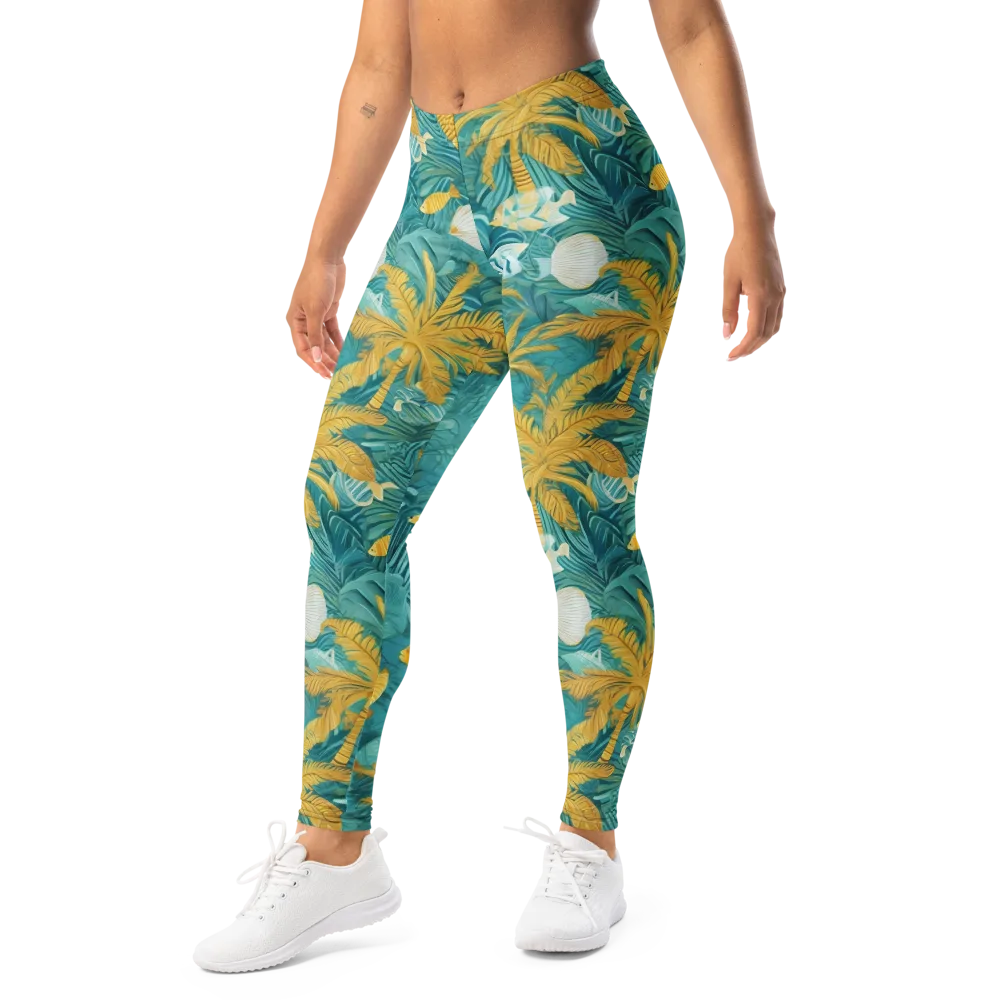 Golden Lagoon on Leggings — Left Front