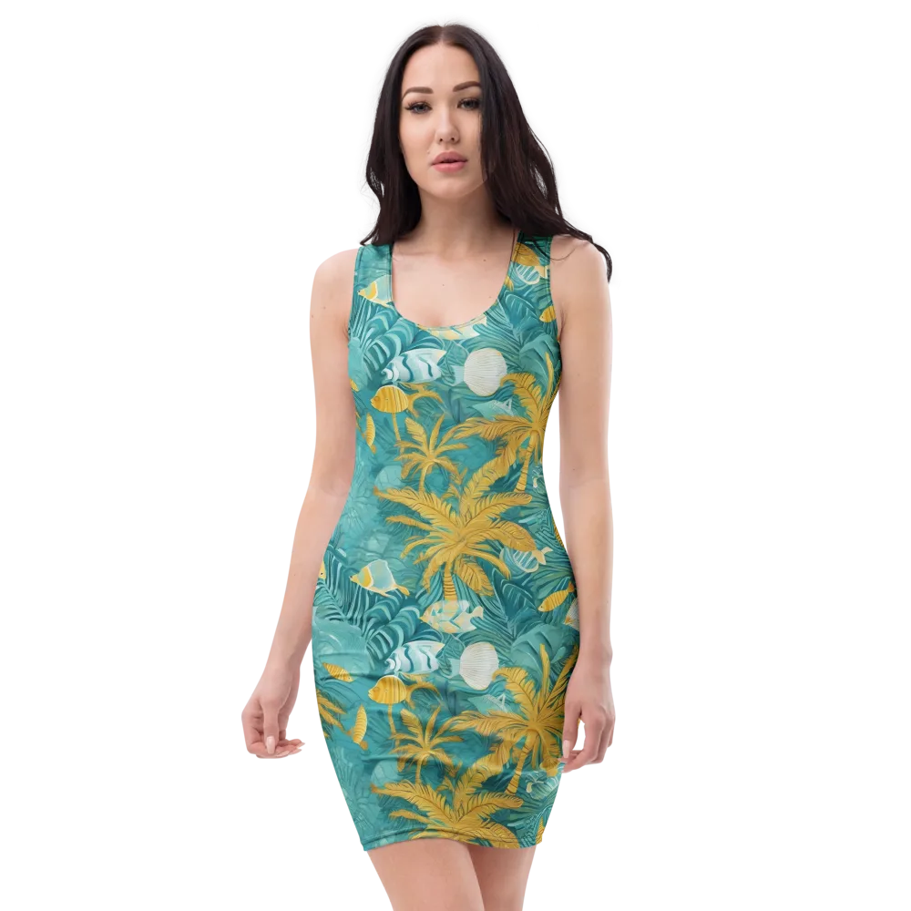 Golden Lagoon on Bodycon Dress — Front