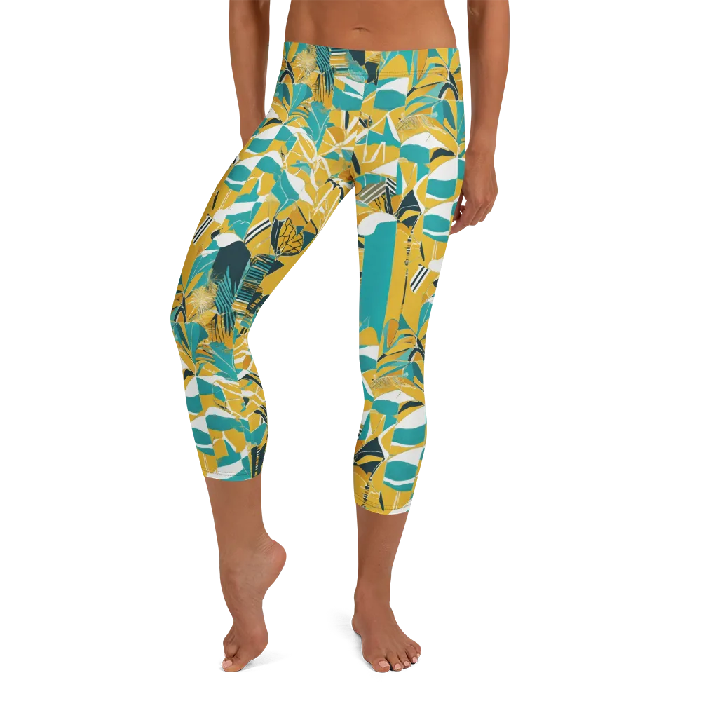 Tropic Geometry on Capri Leggings — Front