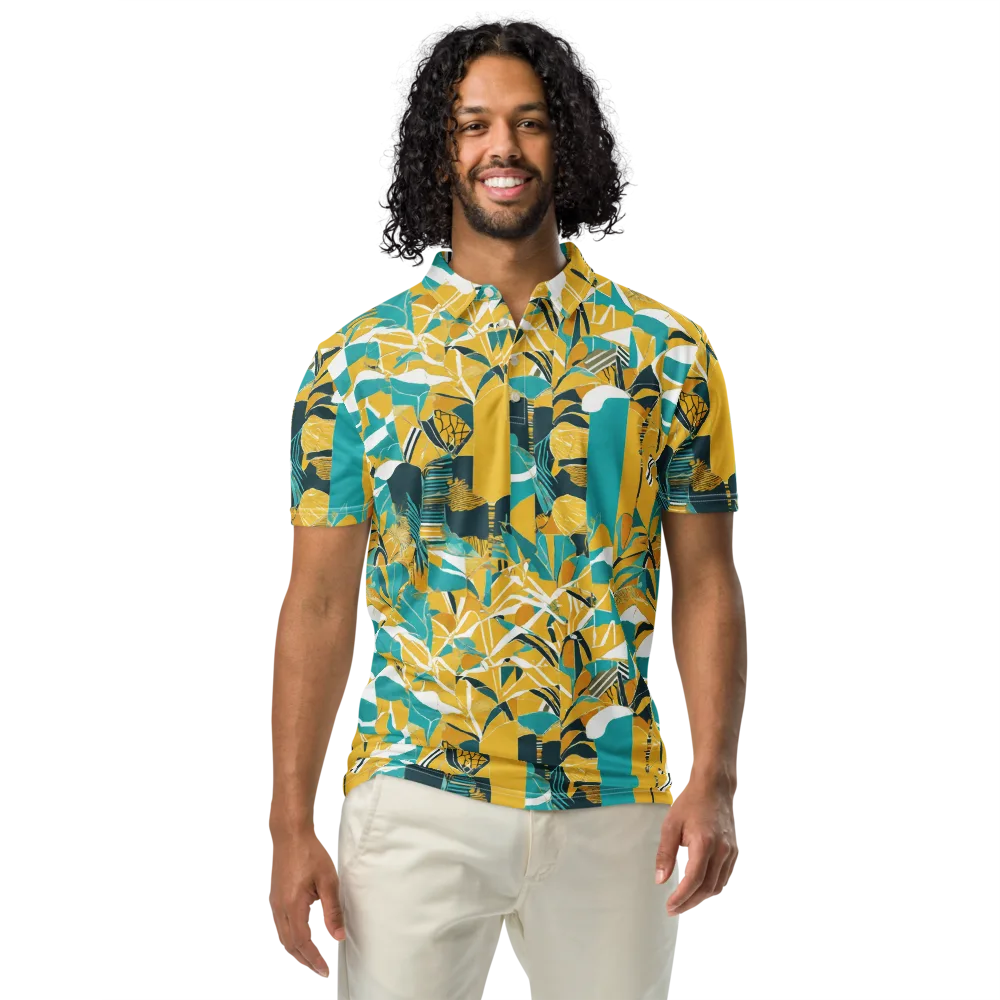 Tropic Geometry on Men's Slim Fit Polo Shirt — Front