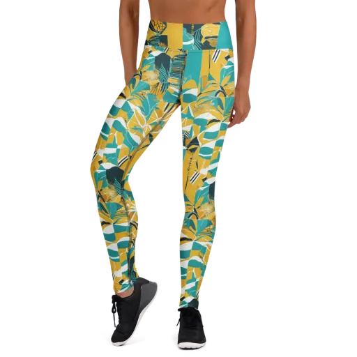 Tropic Geometry on a Yoga Leggings