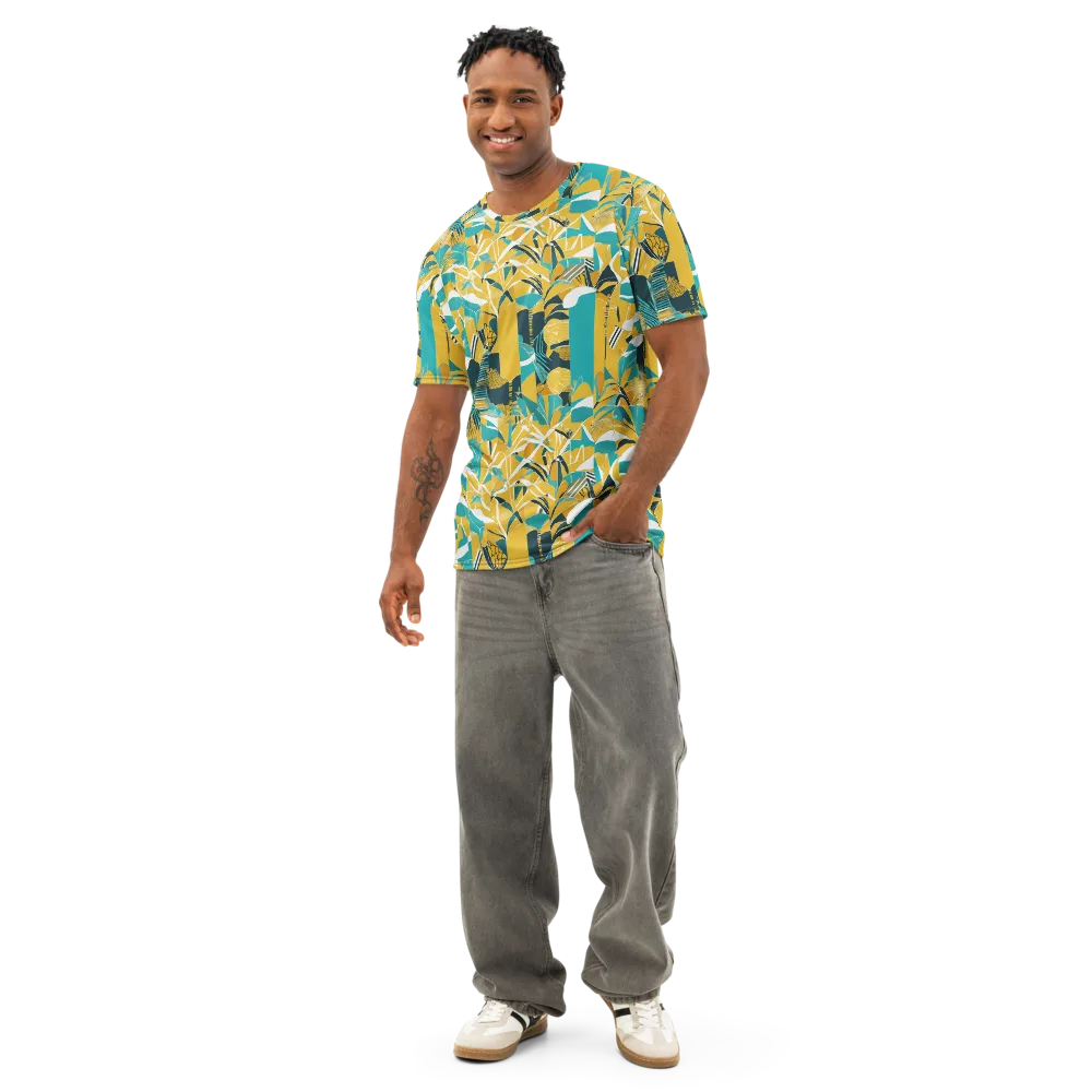 Tropic Geometry on Men's Cotton Crew Neck T-Shirt — Front