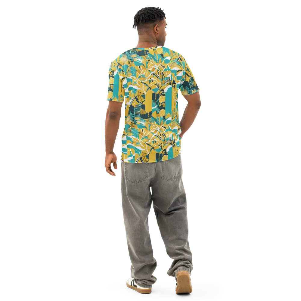 Tropic Geometry on Men's Cotton Crew Neck T-Shirt — Back