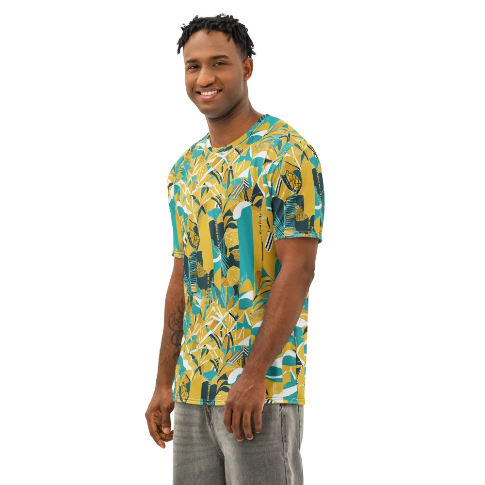 Tropic Geometry on Men's Cotton Crew Neck T-Shirt — Left Front