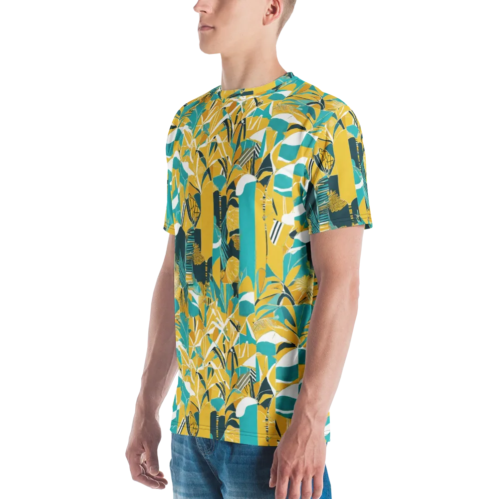Tropic Geometry on Men's Crew Neck T-Shirt — Left