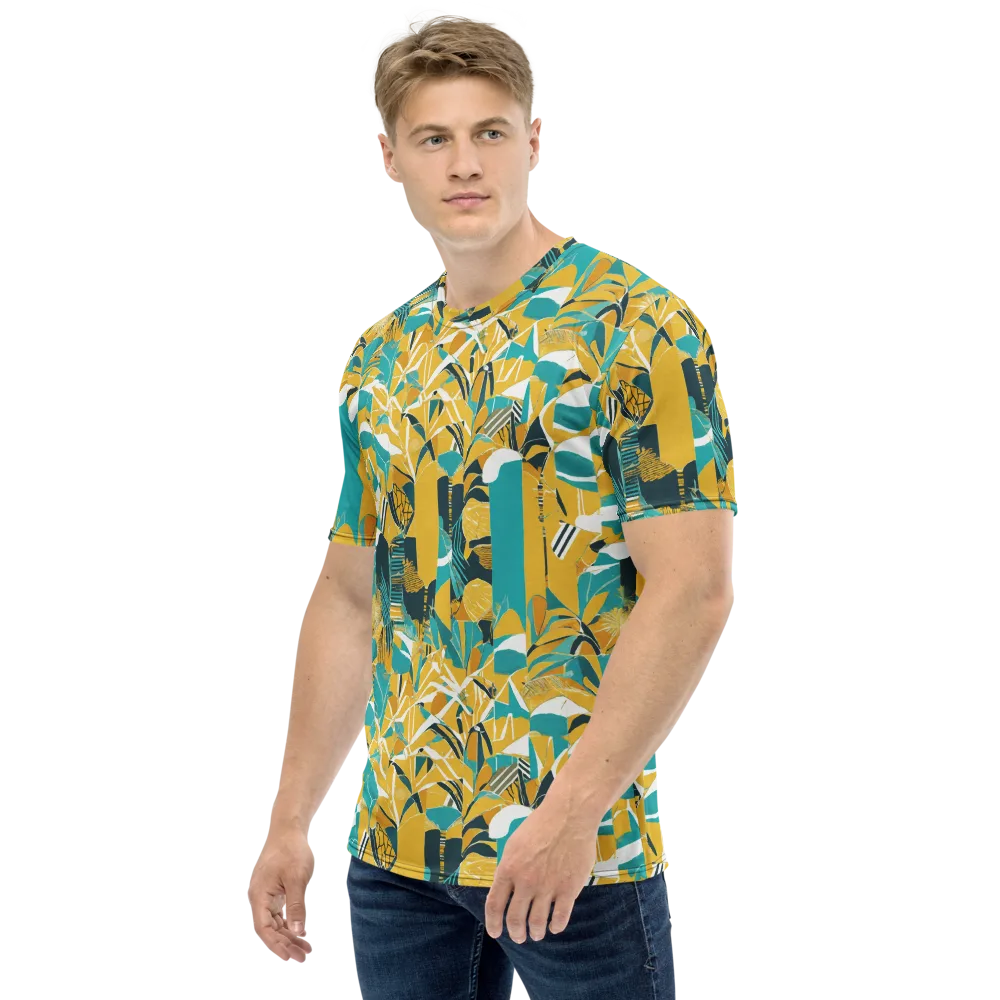 Tropic Geometry on Men's Crew Neck T-Shirt — Left