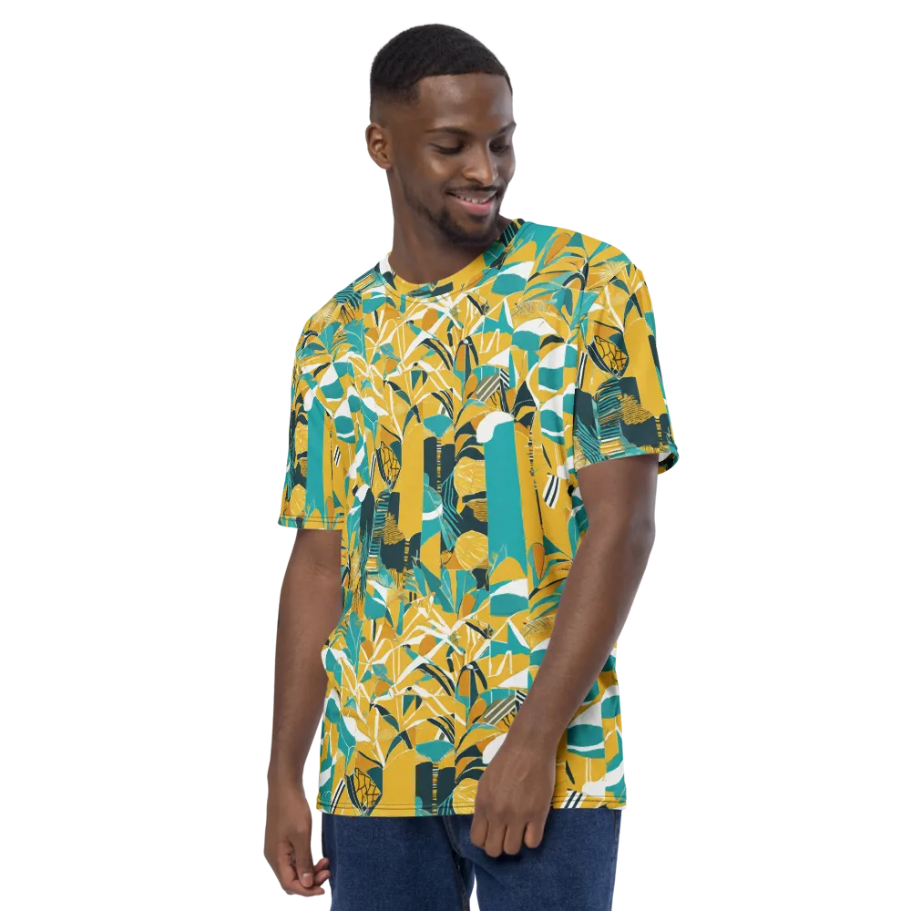 Tropic Geometry on Men's Crew Neck T-Shirt — Left