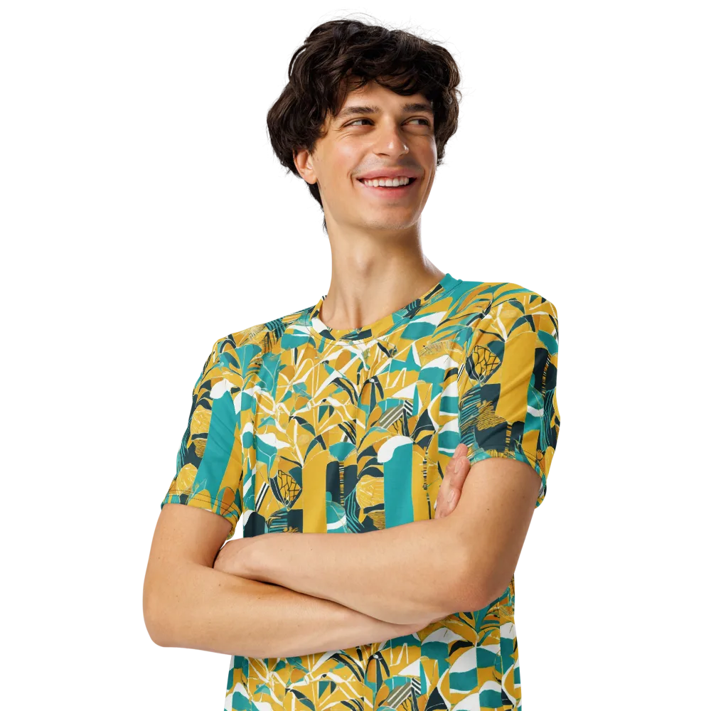 Tropic Geometry on Men's Crew Neck T-Shirt — Left Front