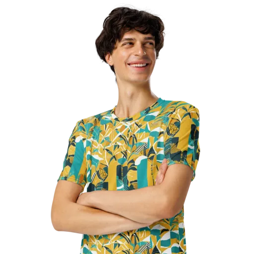 Tropic Geometry on a Men's Crew Neck T-Shirt