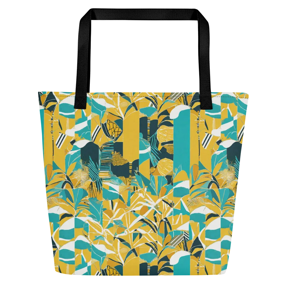 Tropic Geometry on Large Tote Bag W/ Pocket — Front