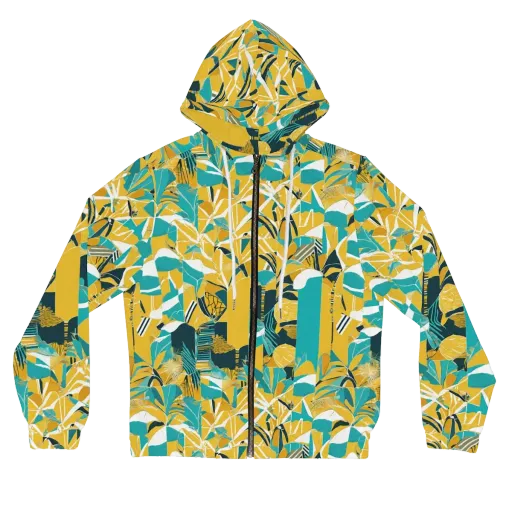 Tropic Geometry on a Women's Full-Zip Hoodie