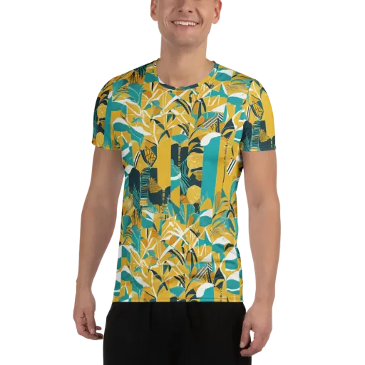 Tropic Geometry on a Men's Athletic T-Shirt
